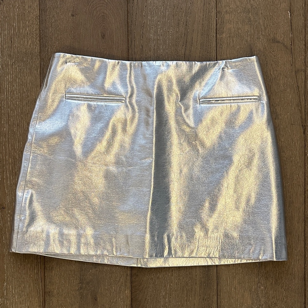 J. Crew Metallic Silver Skirt